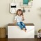 Multipurpose White Toy Storage Chest with Bench Seating Top and Lid for Bedroom or Living Room